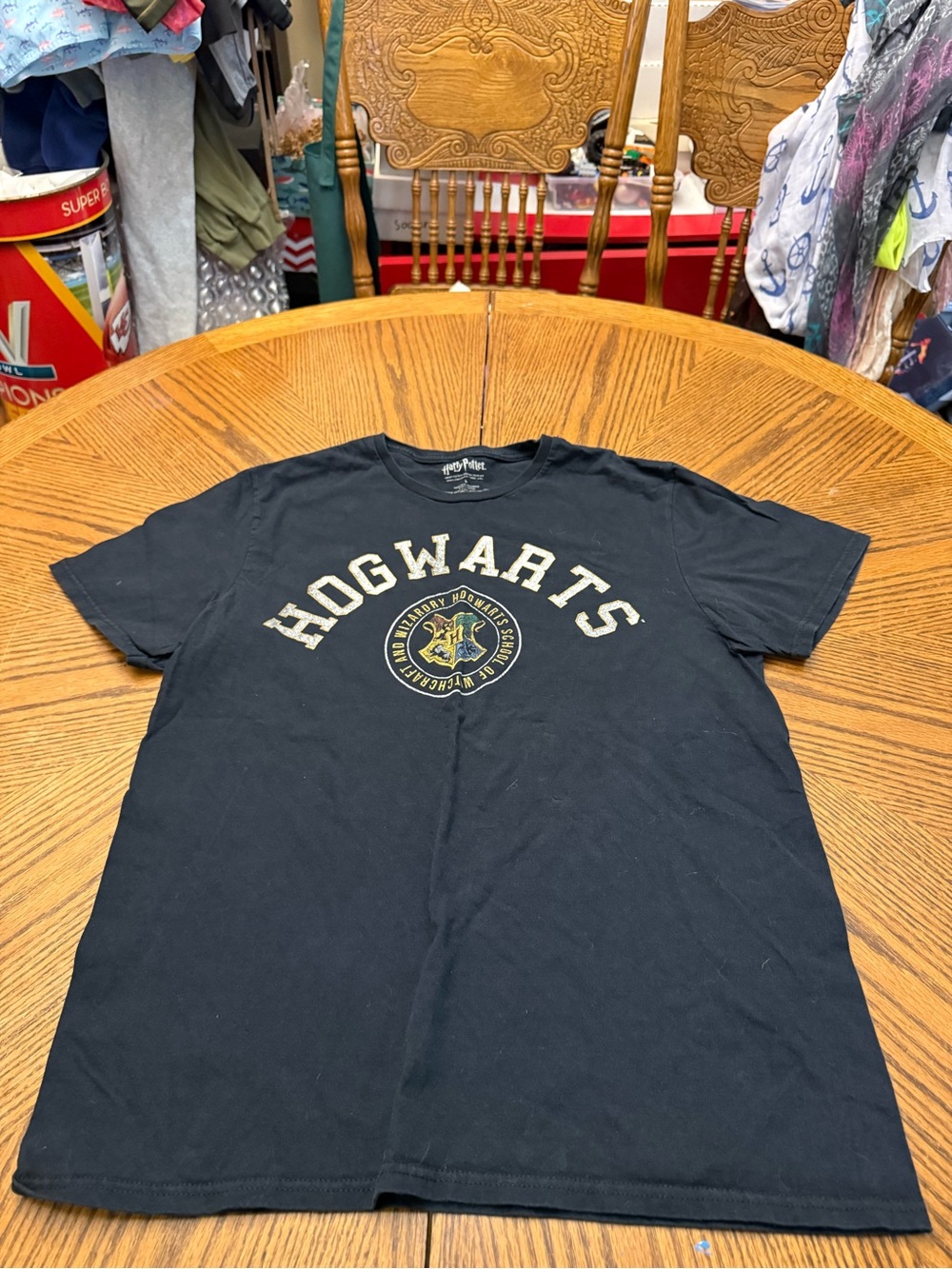 Warner Bros. Hogwarts Black Graphic Tee with Crest